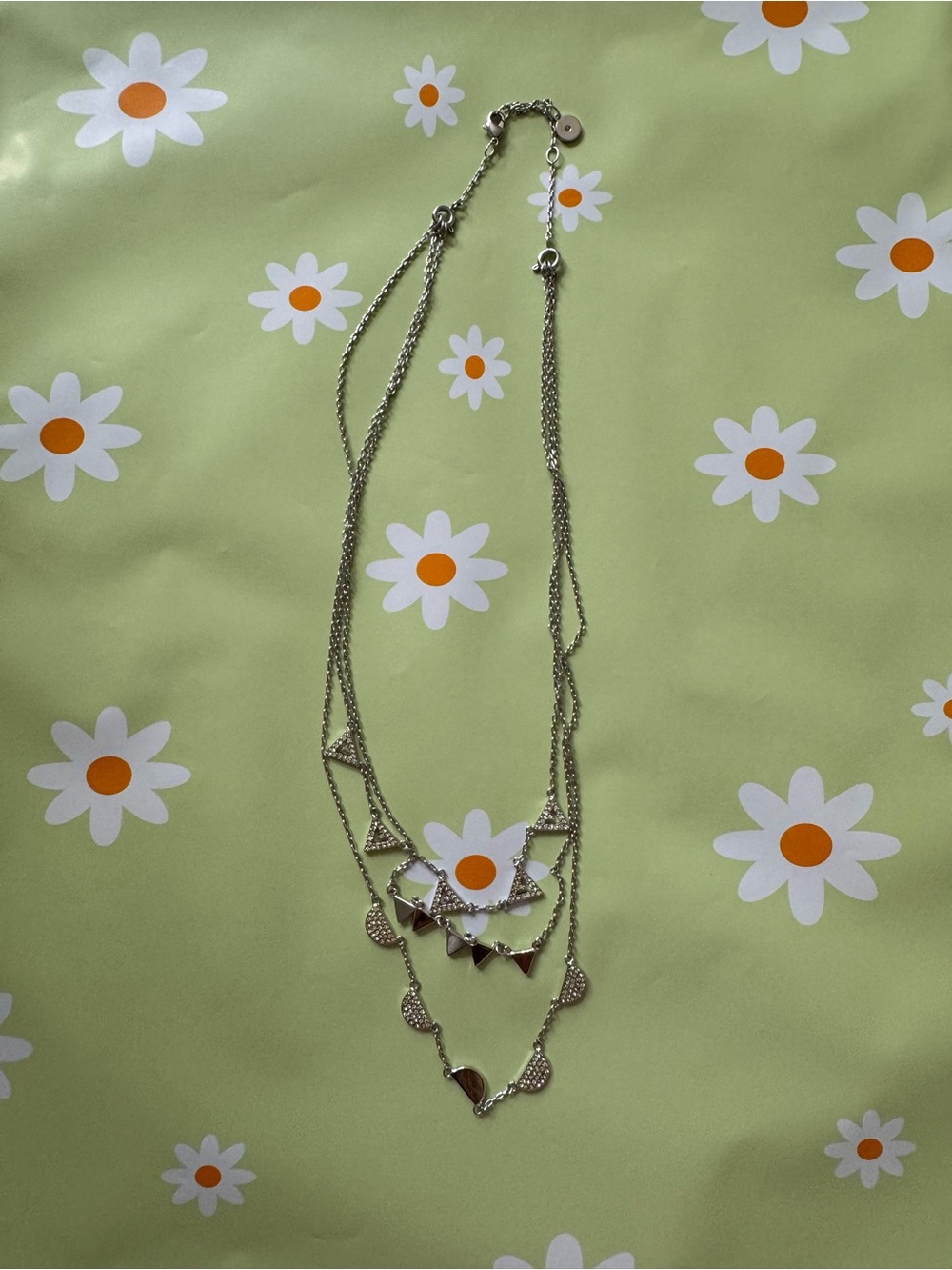 Stella & Dot Silver-Tone Layered Geometric Necklace